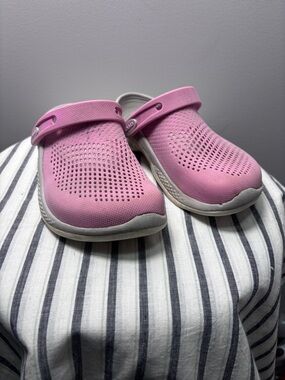 Crocs Adult Literide 360 Clogs, Size Womens 6/Mens 4  Pink and Gray